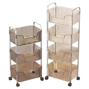 亚克力零食置物架收纳架落地多层可移动小推车化妆品柜子卧室客厅