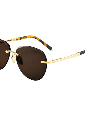 茶色飞行员款真水晶石老人太阳镜