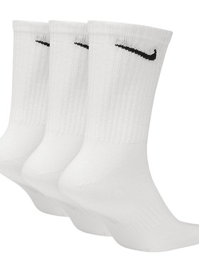 Nike耐克袜子白黑色男袜女袜三双装训练篮球中筒舒适休闲运动袜