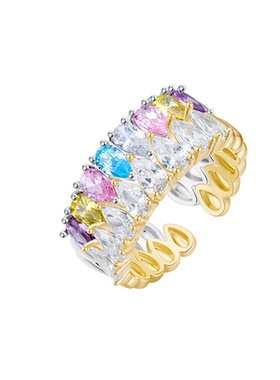 EAUFLORA雨滴戒指女轻奢高级设计感锆石开口指环闺蜜生日礼物