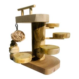 龙猫金丝熊仓鼠蜜袋鼯锻炼玩具实木攀爬楼梯手办踏板定制瞭望平台