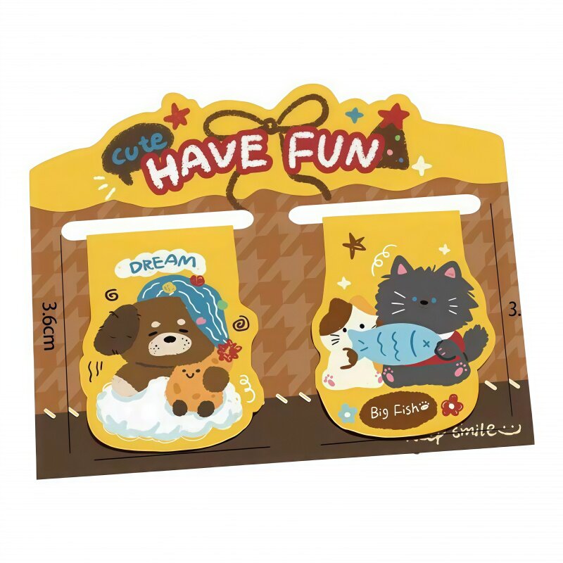 可爱复古动物学生猫双枚磁性书签
