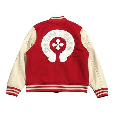 2025春薄棉棒球服个性街头潮插肩皮袖大马蹄毛呢子宽松夹克外套潮