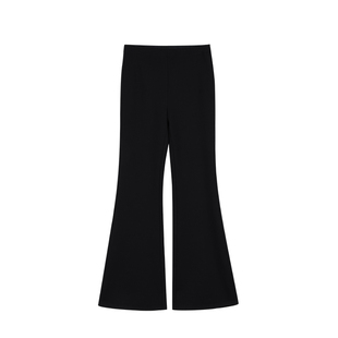 pusumede 塑造腿精 黑色高腰微喇裤女高弹力显瘦直筒休闲喇叭裤