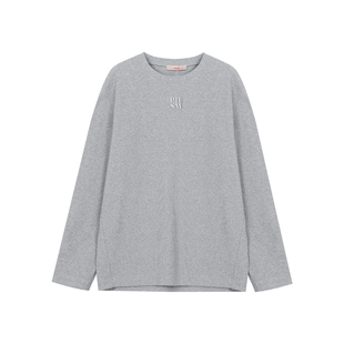 phism【新品】秋冬新品胸前绣花螺纹圆领长袖T恤女款针织