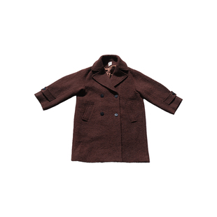 远家羊驼绒毛呢大衣 羊毛圈圈纱羊毛大翻领中长外套 F-142限量