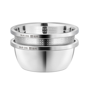 不锈钢盆316食品级洗菜盆沥水篮特厚加深家用厨房滤水篮淘米漏盆