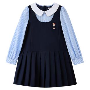 PawinPaw卡通小熊童装25年秋冬新款女童假两件连衣裙学院风