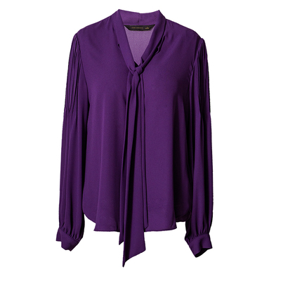 罗衣高级紫色系带领衬衫