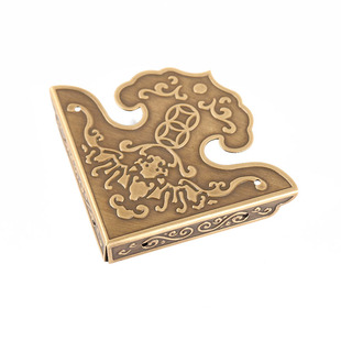 中式仿古包角纯铜护角桌面柜门装饰角花复古刻花三面包角家具角花