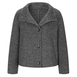 FINITY菲妮迪短款毛呢外套25年冬季新款简约灰色羊毛双面呢外套女