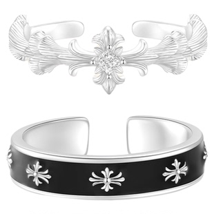 VIVIWELL鸢尾流光黑白简约情侣对戒小众设计轻奢高级感S925银戒指