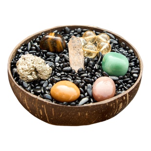 曦光里【钱钱满满能量碗】财富水晶仪式原石办公桌摆件天然黄水晶