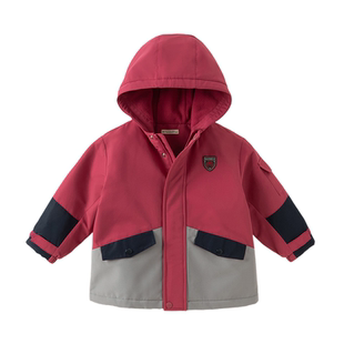 戴维贝拉儿童三防冲锋衣男童女童加绒加厚外套宝宝冬装新款防风衣