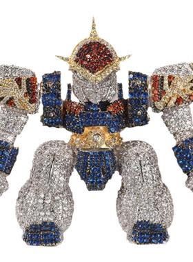 微镶锆石机器人嘻哈项链
