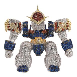 HIISEES卡通神龙斗士吊坠男百搭高级感铜微镶锆石机器人嘻哈项链