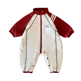 婴儿夹棉连体衣冬季男宝宝衣服新款小月龄外出抱抱服冬装婴童爬服