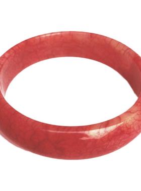 正品天然稀有真品岫玉鸡血玉玉镯子 靓点扁条手镯子女 特价包邮