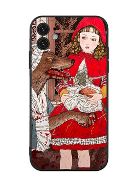 暗黑童话小红帽山本タカトTakatoYamamoto手机壳适用iPhone14/15promax液态硅胶钢化玻璃全包镜头防摔荣耀
