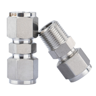 316不锈钢高压双卡套直通终端外螺纹/中间异径变径免焊接钢管接头