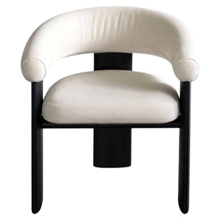 Slow Living 中古实木餐椅设计师家用侘寂风简约靠背软包洽谈椅子