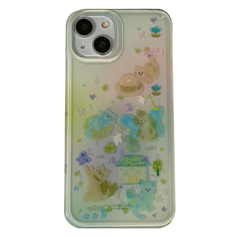 日韩小清新可爱蝴蝶猫咪适用苹果iPhone16ProMax手机壳15新款14绿色13小众14promax女款16硅胶16Pro全包15pro