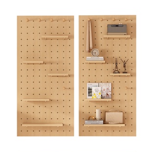 实木洞洞板定制入户玄关墙上置物架挂板钩配件隔板墙面展示收纳架