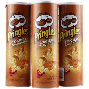 美国进口品客薯片焗香味158g*3罐桶装办公室休闲食品膨化零食大礼