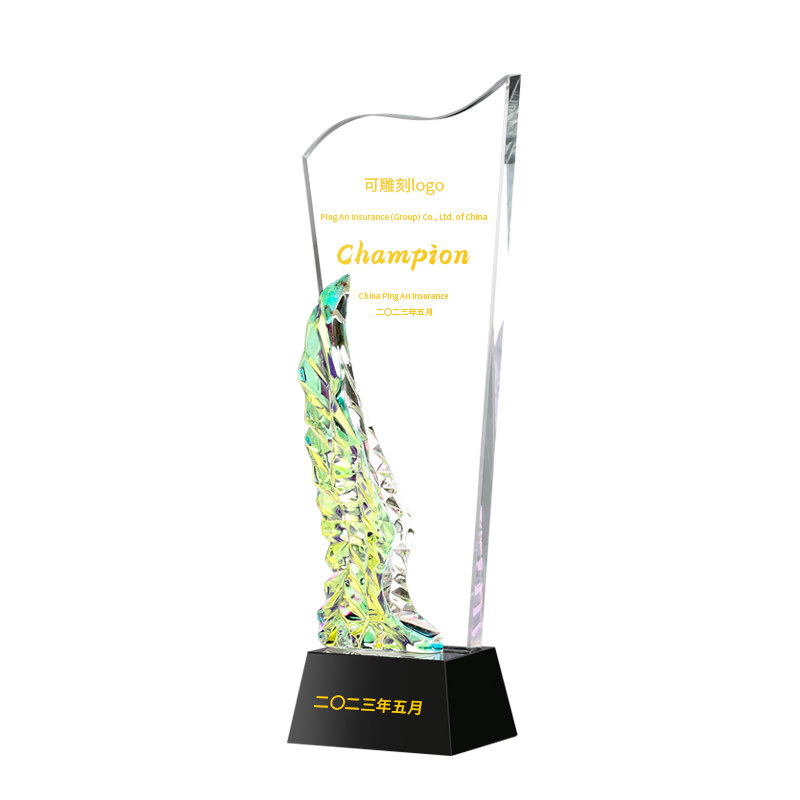 新款炫彩创意水晶奖杯定制定做麦穗翅膀销售冠军优秀员工年会颁奖