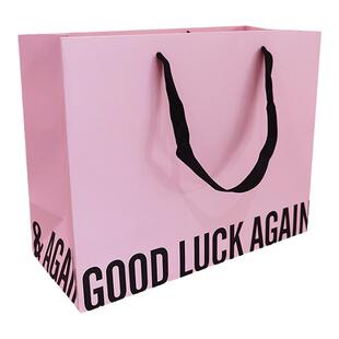 粉色字母加厚高品质纸袋礼品袋婚庆回礼手提袋服装购物袋定制logo