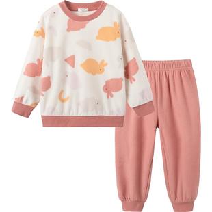 巴拉巴拉儿童睡衣套装男童女童家居服秋冬季款宝宝摇粒绒加厚小童