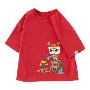 巴拉巴拉男童短袖T恤宝宝打底衫儿童红色上衣新年衣服夏季童装潮t