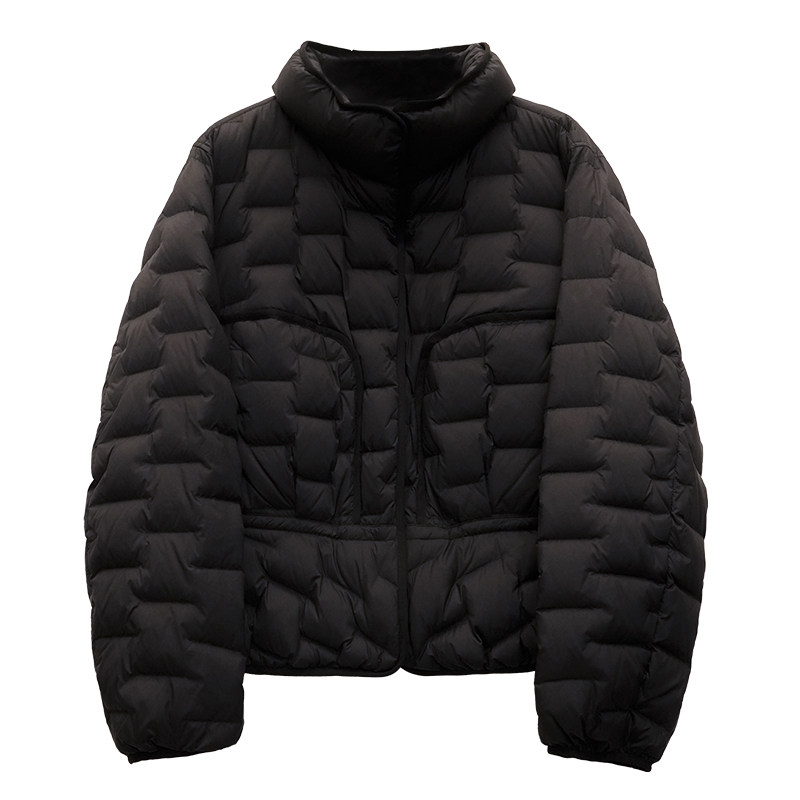 胖mm冬季精致收腰羽绒服木子理想大码女装短款立领90白鸭绒羽绒服