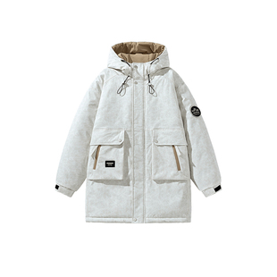 韦恩泽维尔大码羽绒服男加厚保暖冬季宽松连帽印花外套5823