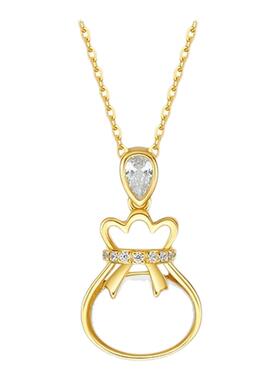 周六福银饰S925银黄金色玉髓吊坠福袋链坠精致送女友节日礼物