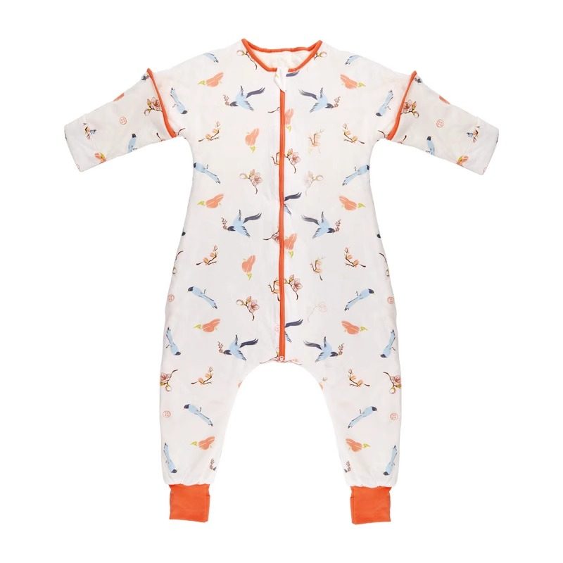 儿童睡袋秋冬加厚中大童分腿防踢被恒温睡袍宝宝四季通用连体睡衣