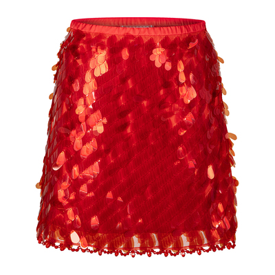XIAOLI筱李红色闪片女式礼服短裙