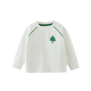 齐齐熊男童T恤长袖春秋款白色宝宝户外插肩袖上衣新款儿童打底衫
