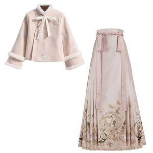 秋冬新款明制汉服新中式唐装上衣外套国风马面裙套装小个子日常女