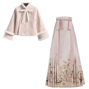 秋冬新款明制汉服新中式唐装上衣外套国风马面裙套装小个子日常女