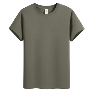 新疆长绒纯棉短袖t恤男士纯色宽松全棉半袖圆领汗衫简约百搭体恤