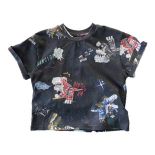 【我是小童】韩版棉圆领恐龙涂鸦短袖男童夏女宝透气百搭T恤上衣