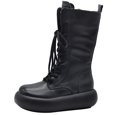 头层牛皮松糕靴马丁靴百搭