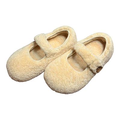 真皮羊羔毛厚底加绒毛毛鞋女