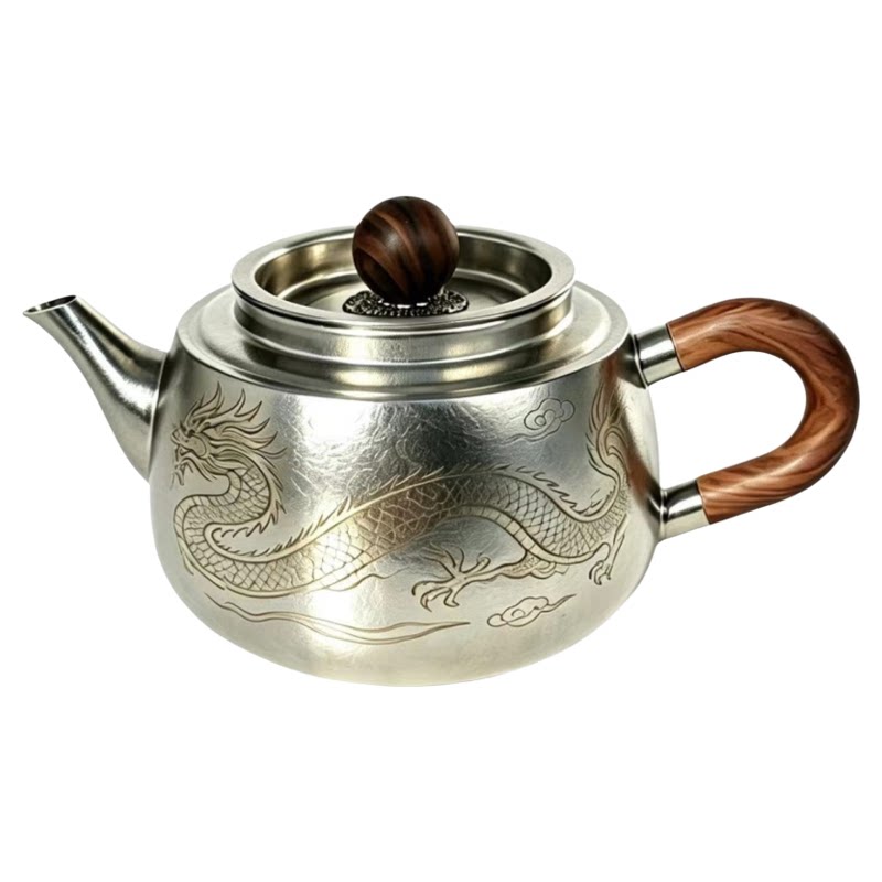 龙凤呈祥纯钛茶水分离过滤茶壶