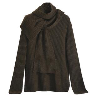 奥莱专柜品牌撤柜正品 HZ冬装2025新款 围巾氛围感羊毛套头毛衣女