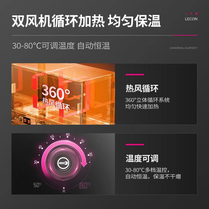 乐创烤鸭保温柜商用台式恒温保温箱腊肉烤鸭烧鸡双风机240L展示柜