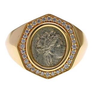 喻棠italks|爱琴海余音|925银镀金仿希腊古币阿波罗开口戒指