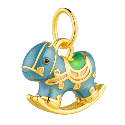 S925纯银马卡龙色木马吊坠配件