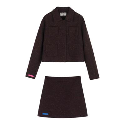 复古彩点羊毛夹克套装